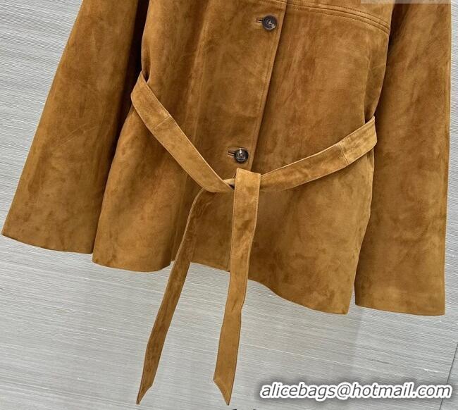 Market Sells Miu Miu Suede Lambskin Coat M0410 Khaki 2025