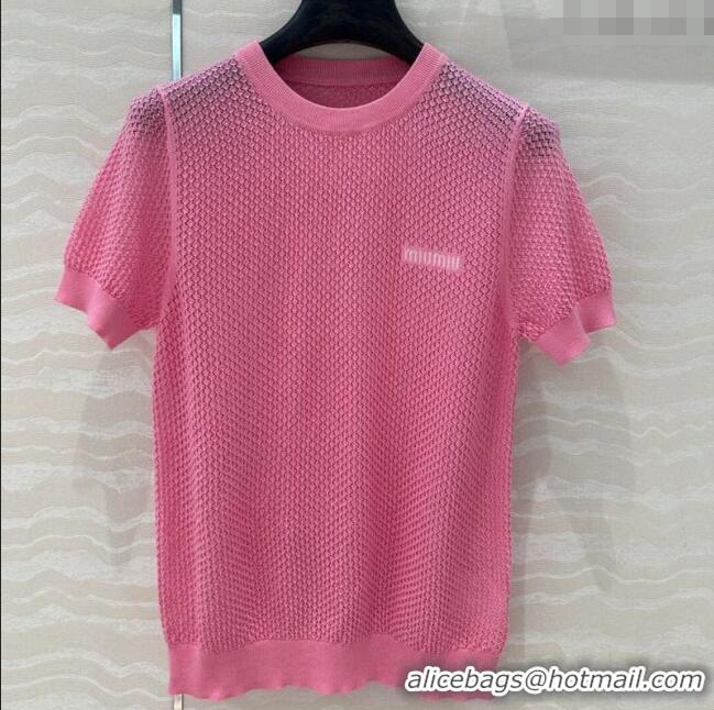 Best Inexpensive Miu Miu Knit T-Shirt M0410 Pink 2025
