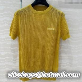 New Release Creation Miu Miu Knit T-Shirt M0410 Yellow 2025
