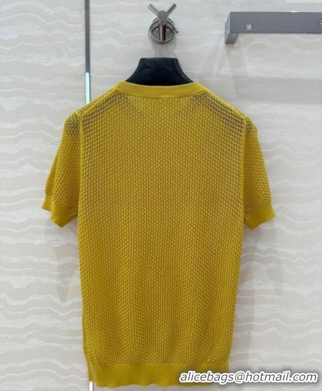 New Release Creation Miu Miu Knit T-Shirt M0410 Yellow 2025