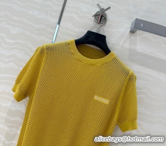 New Release Creation Miu Miu Knit T-Shirt M0410 Yellow 2025