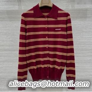 ​Market Sells Miu Miu Striped Cashmere and Silk Polo Shirt 1025 Red 2025