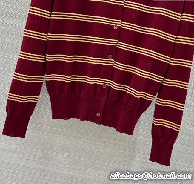 ​Market Sells Miu Miu Striped Cashmere and Silk Polo Shirt 1025 Red 2025