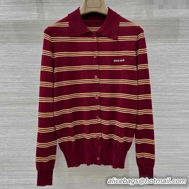 ​Market Sells Miu Miu Striped Cashmere and Silk Polo Shirt 1025 Red 2025