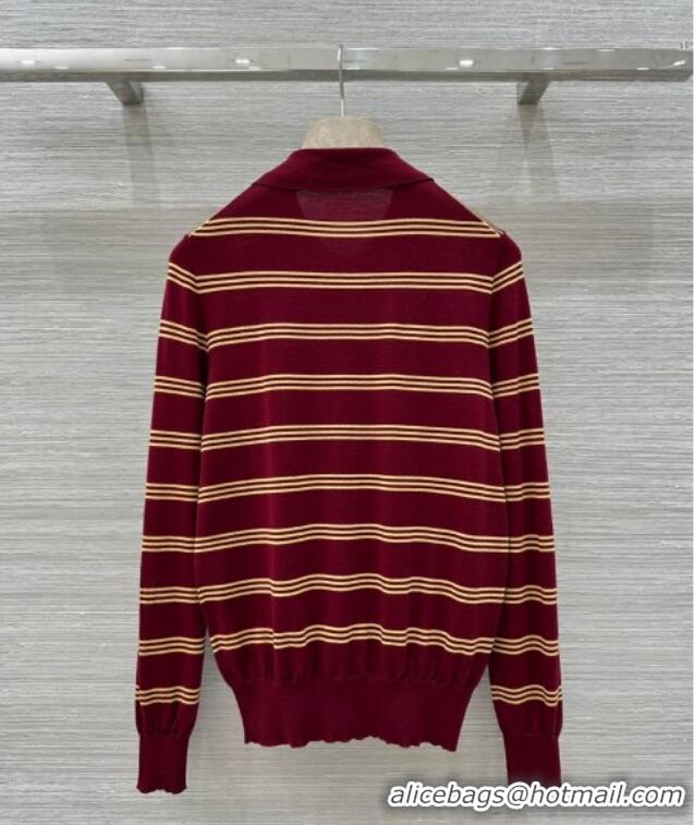 ​Market Sells Miu Miu Striped Cashmere and Silk Polo Shirt 1025 Red 2025