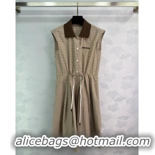 Original Cheap Miu Miu Check Dress 0411 Beige 2025