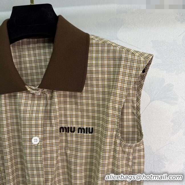 Original Cheap Miu Miu Check Dress 0411 Beige 2025