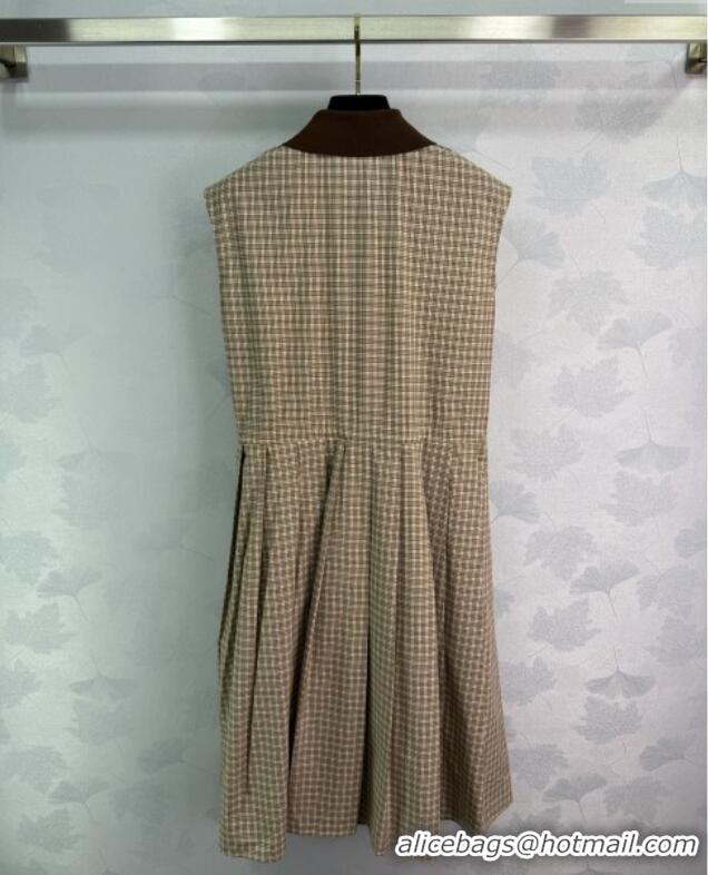 Original Cheap Miu Miu Check Dress 0411 Beige 2025