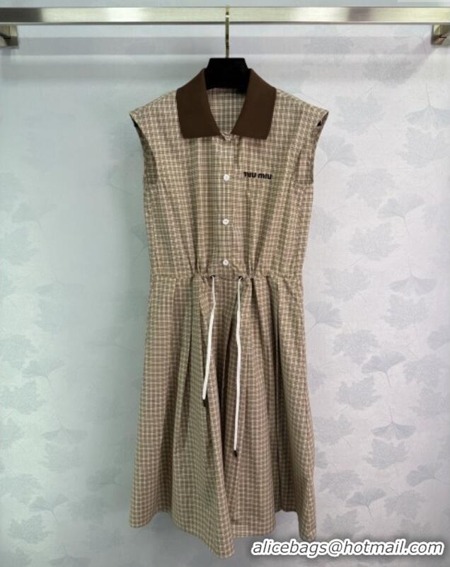 Original Cheap Miu Miu Check Dress 0411 Beige 2025