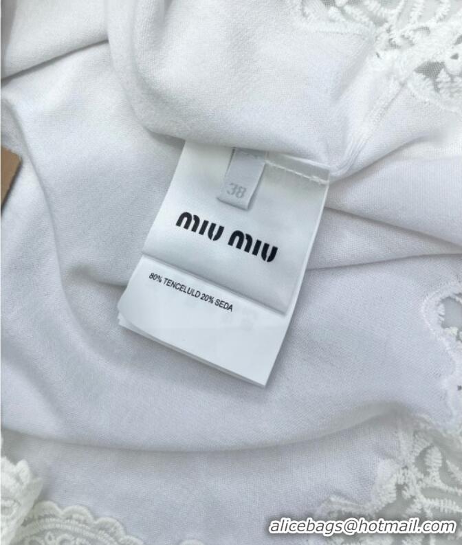 Well Crafted Miu Miu T-shirt with Lace M042828 White 2025