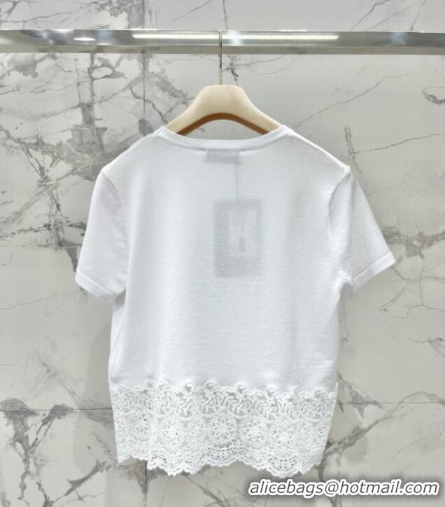 Well Crafted Miu Miu T-shirt with Lace M042828 White 2025