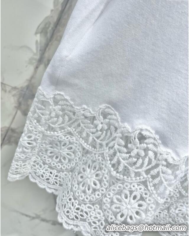 Well Crafted Miu Miu T-shirt with Lace M042828 White 2025