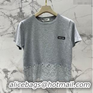 ​Grade Design Miu Miu T-shirt with Lace M042829 Gray 2025
