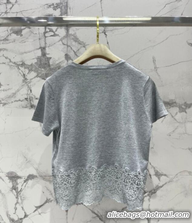 ​Grade Design Miu Miu T-shirt with Lace M042829 Gray 2025