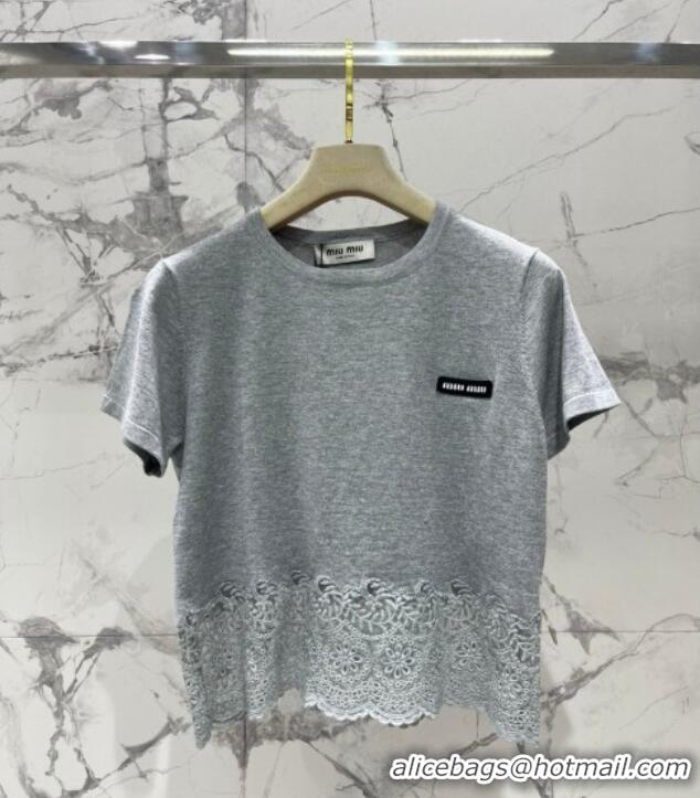 ​Grade Design Miu Miu T-shirt with Lace M042829 Gray 2025