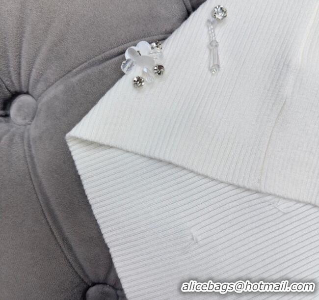 Super Quality Miu Miu Wool Vest with Strass 30073 White 2025