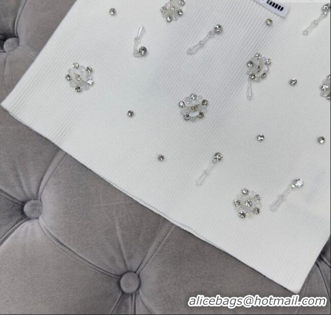 Super Quality Miu Miu Wool Vest with Strass 30073 White 2025