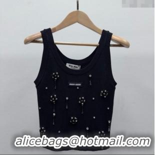 ​Reasonable Price Miu Miu Wool Vest with Strass 30073 Black 2025