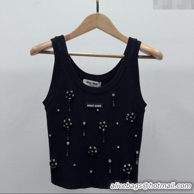 ​Reasonable Price Miu Miu Wool Vest with Strass 30073 Black 2025