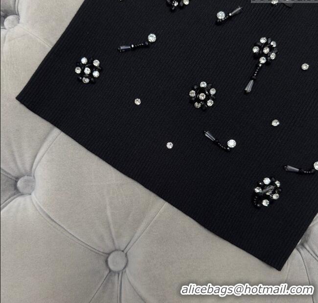 ​Reasonable Price Miu Miu Wool Vest with Strass 30073 Black 2025