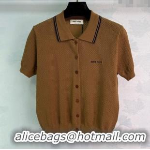 ​Buy Fashionable Miu Miu Wool Blend Knit Top 30053 Brown 2025