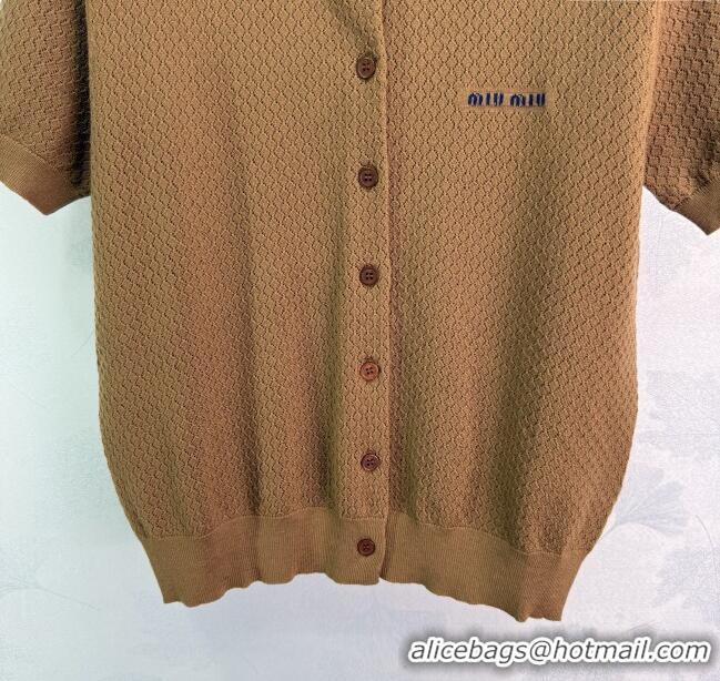 ​Buy Fashionable Miu Miu Wool Blend Knit Top 30053 Brown 2025