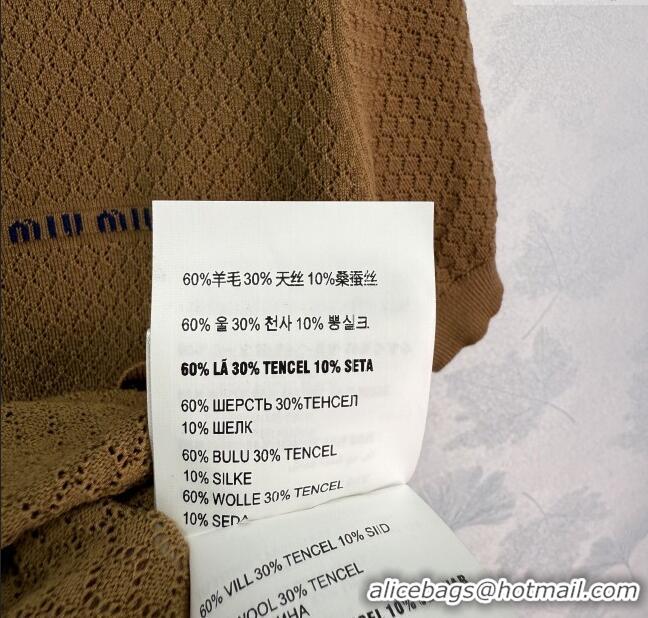 ​Buy Fashionable Miu Miu Wool Blend Knit Top 30053 Brown 2025