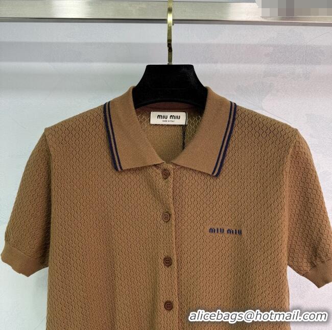 ​Buy Fashionable Miu Miu Wool Blend Knit Top 30053 Brown 2025