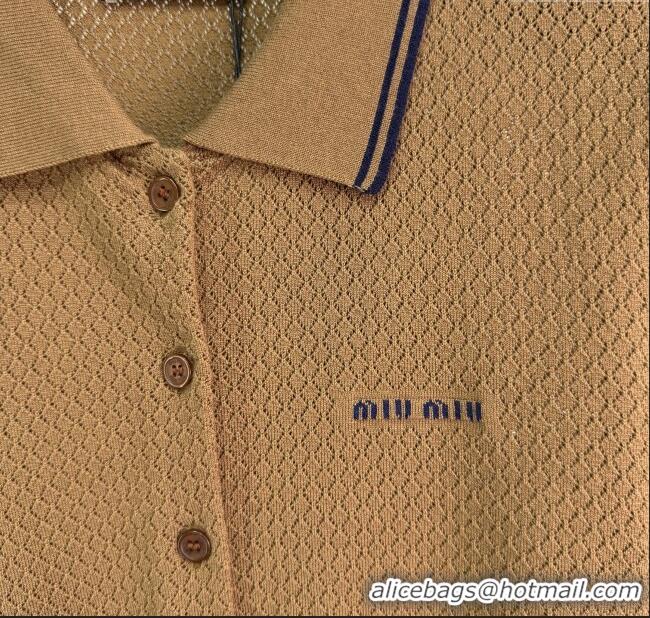 ​Buy Fashionable Miu Miu Wool Blend Knit Top 30053 Brown 2025
