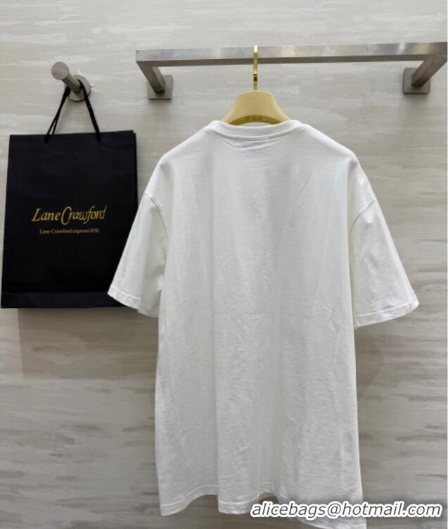 ​Low Cost Miu Miu Cotton White T-Shirt 042902 Pink Logo 2025