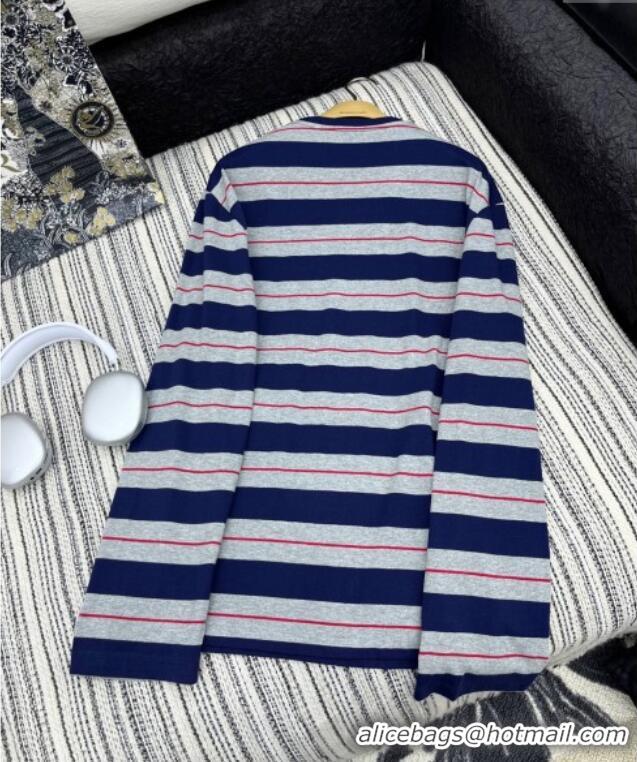 Miu Miu Striped Long Sleeve T-Shirt 042905 Blue/Grey 2025
