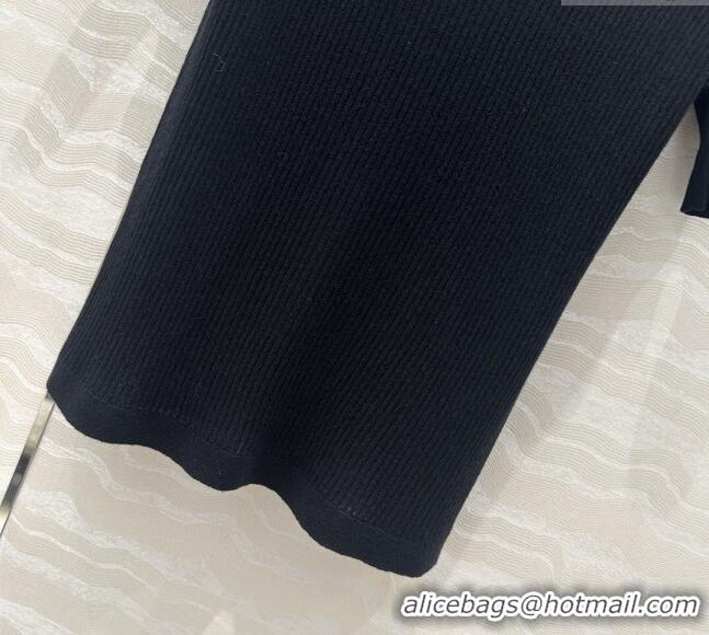 ​Hot Style Cheap Miu Miu Wool Blend Knit Polo Shirt 042981 Black 2025