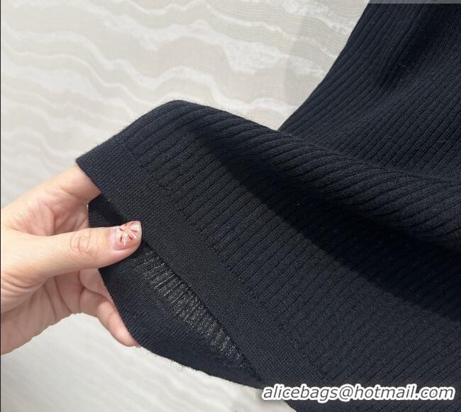 ​Hot Style Cheap Miu Miu Wool Blend Knit Polo Shirt 042981 Black 2025