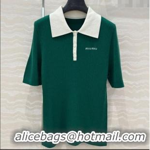 Market Sells Miu Miu Wool Blend Knit Polo Shirt 042981 Green 2025