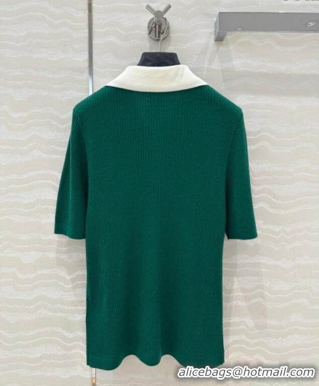 Market Sells Miu Miu Wool Blend Knit Polo Shirt 042981 Green 2025
