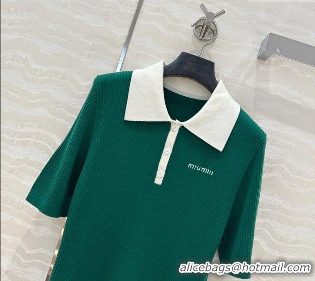 Market Sells Miu Miu Wool Blend Knit Polo Shirt 042981 Green 2025
