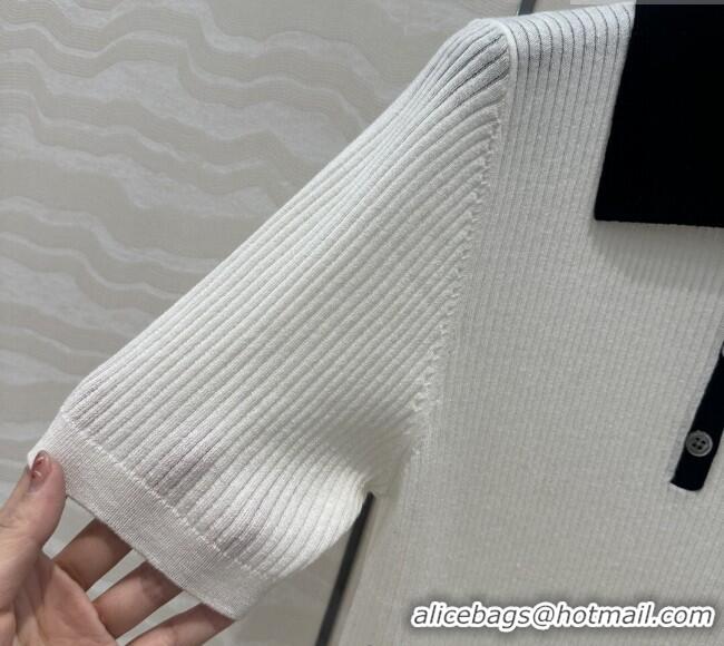 Best Grade Miu Miu Wool Blend Knit Polo Shirt 042981 White 2025