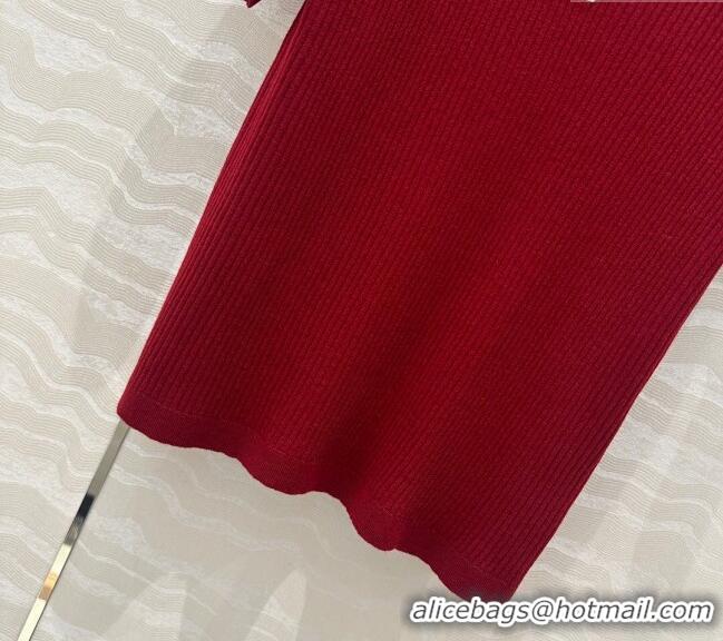 Lowest Cost Miu Miu Wool Blend Knit Polo Shirt 042981 Red 2025