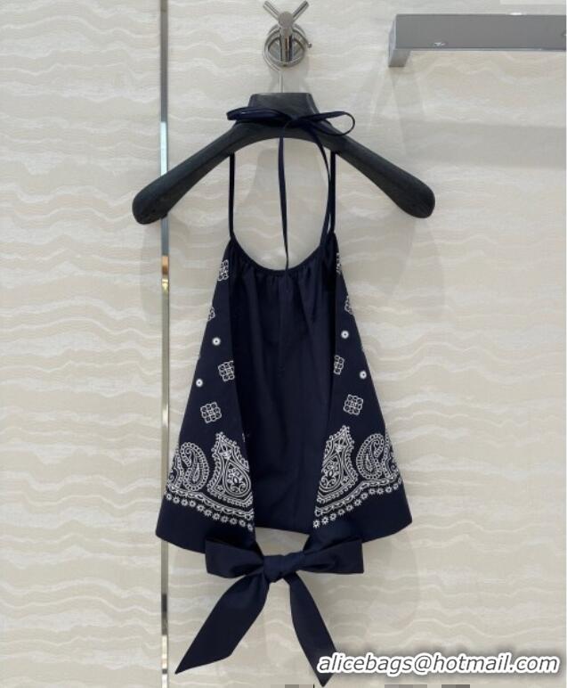 Cheap Price Miu Miu Paisley Printed Vest and Shorts Set 0429 Blue 2025