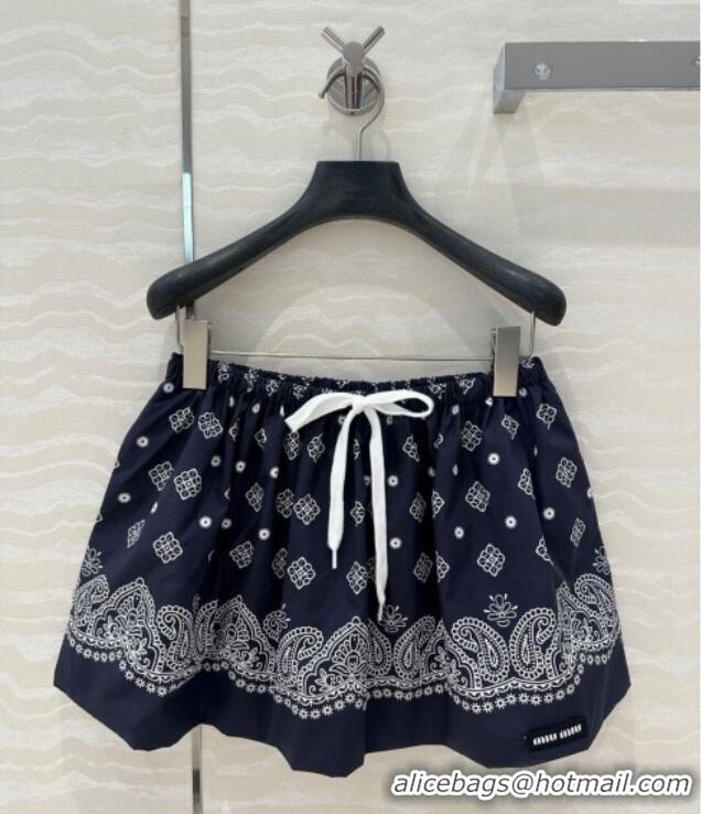 Cheap Price Miu Miu Paisley Printed Vest and Shorts Set 0429 Blue 2025
