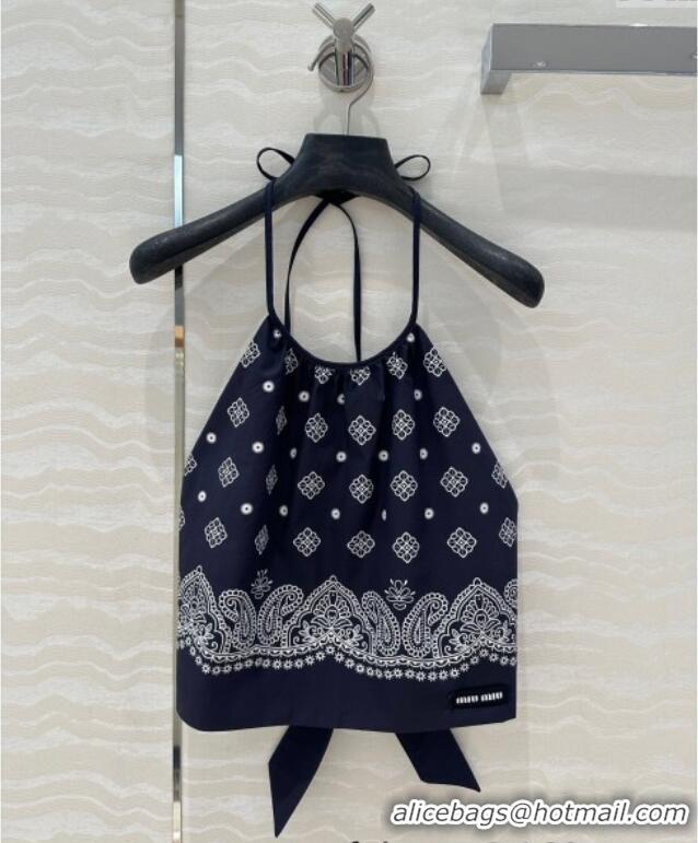 Cheap Price Miu Miu Paisley Printed Vest and Shorts Set 0429 Blue 2025