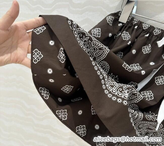 Grade Quality Miu Miu Paisley Printed Vest and Shorts Set 0429 Brown 2025