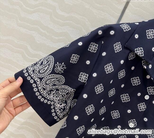 Original Cheap Miu Miu Paisley Printed Shirt 0429 Blue 2025