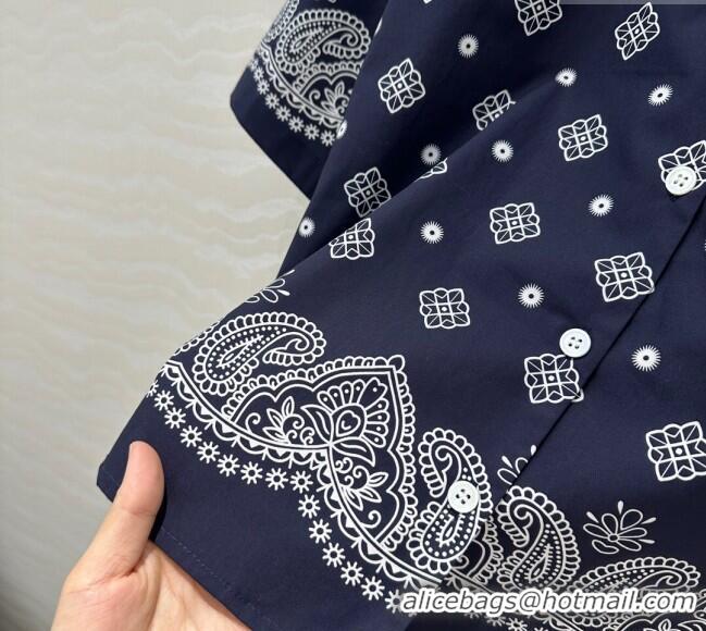 Original Cheap Miu Miu Paisley Printed Shirt 0429 Blue 2025