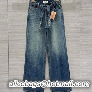 Top Quality Miu Miu Blue Jeans with Strass M0429 2025