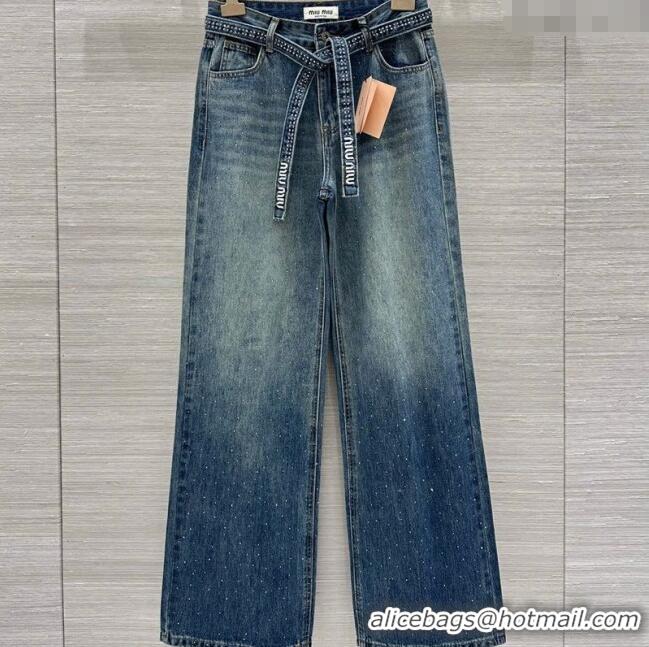 Top Quality Miu Miu Blue Jeans with Strass M0429 2025