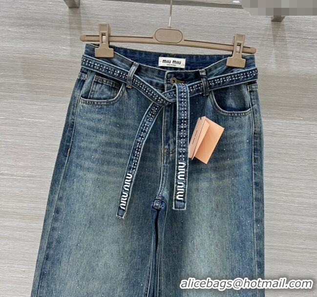 Top Quality Miu Miu Blue Jeans with Strass M0429 2025