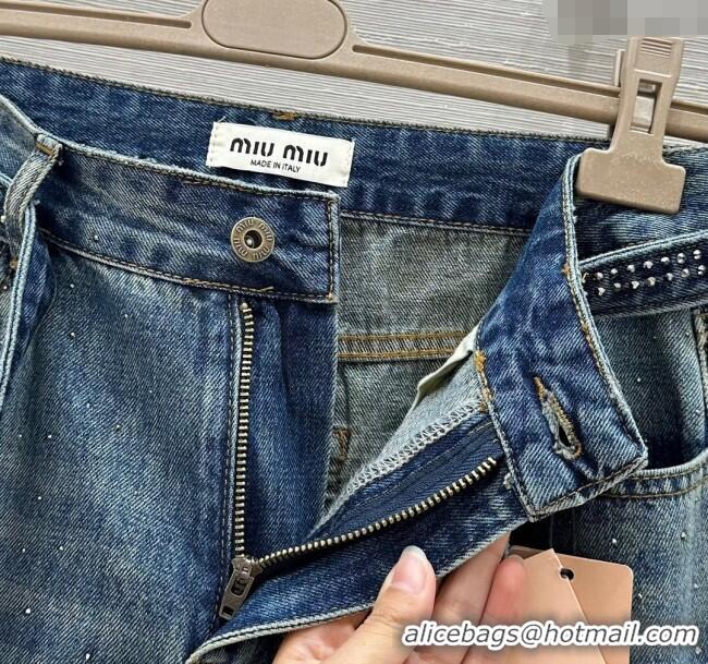 Top Quality Miu Miu Blue Jeans with Strass M0429 2025