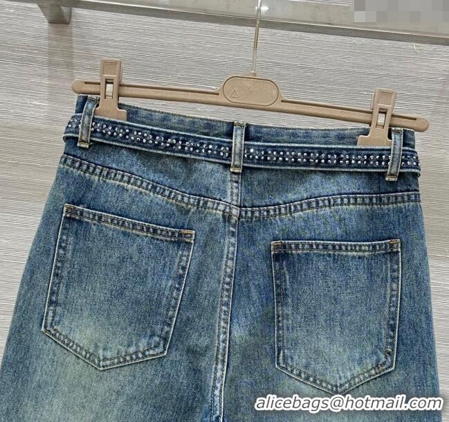 Top Quality Miu Miu Blue Jeans with Strass M0429 2025