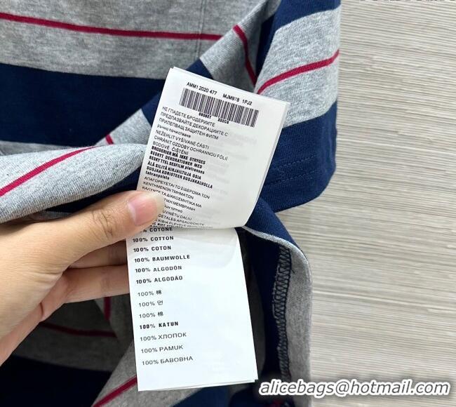 High Quality Miu Miu Striped Cotton T-Shirt 30014 Blue 2025